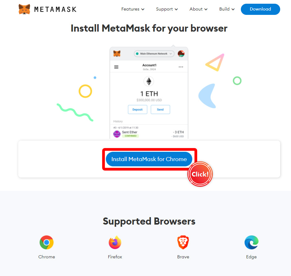 MetaMask　ブラウザ　選択画面